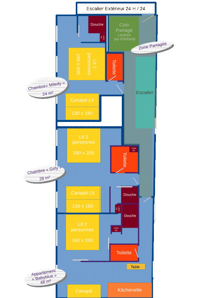 Plan de l'étage de la Ruche Cantalienne